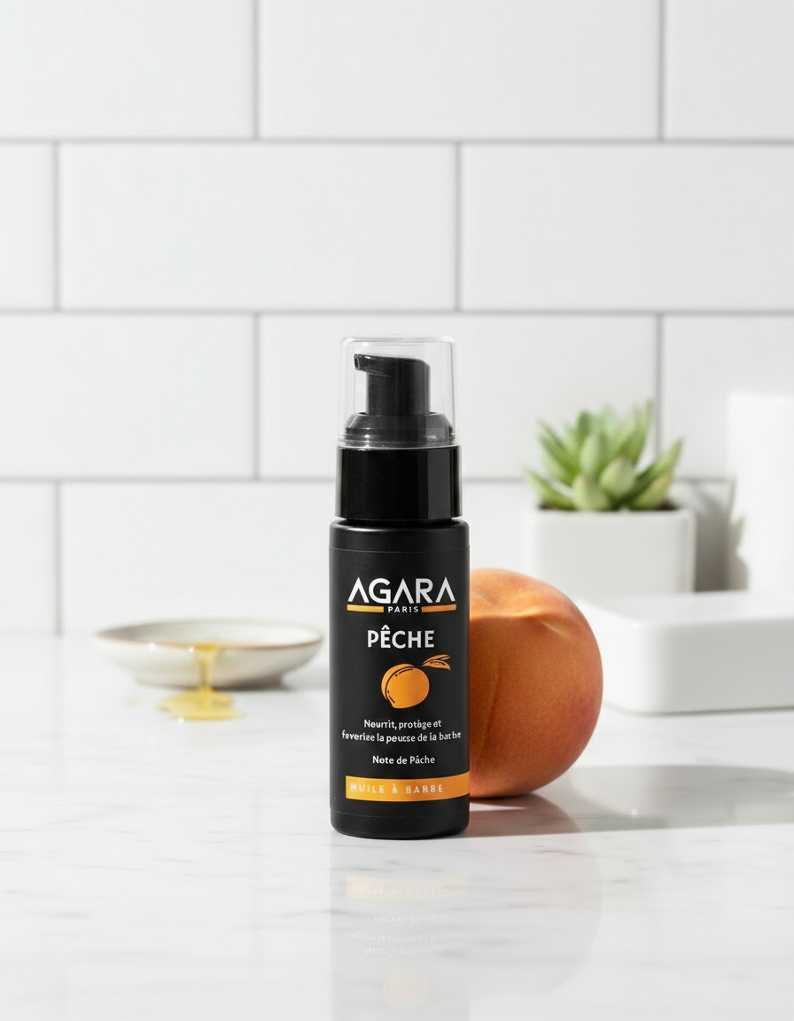 Huile à Barbe Naturelle PÊCHE Agara - Note de Pêche - 30ml